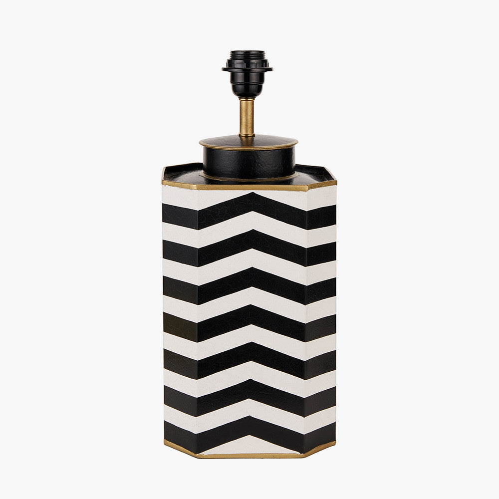 Oskar Black & White Chevron Hand Painted Metal Table Lamp - Base Only
